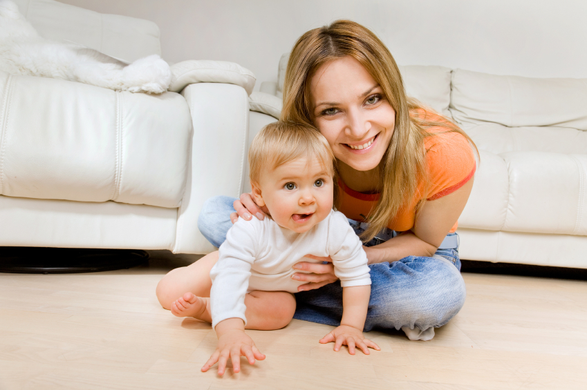 smiling young mother with he