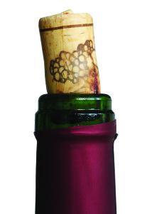 Red wine bottle neck with cork